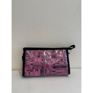 Redken Pink Clear Vinyl Cosmetic Bag Hair Product Graphic Print Makeup Pouch 8in